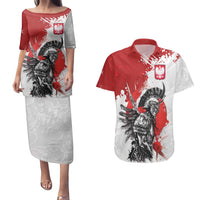 Polish Winged Hussar Couples Matching Puletasi and Hawaiian Shirt Grunge Style