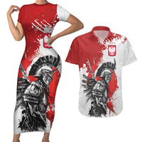 Polish Winged Hussar Couples Matching Short Sleeve Bodycon Dress and Hawaiian Shirt Grunge Style