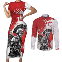Polish Winged Hussar Couples Matching Short Sleeve Bodycon Dress and Long Sleeve Button Shirt Grunge Style