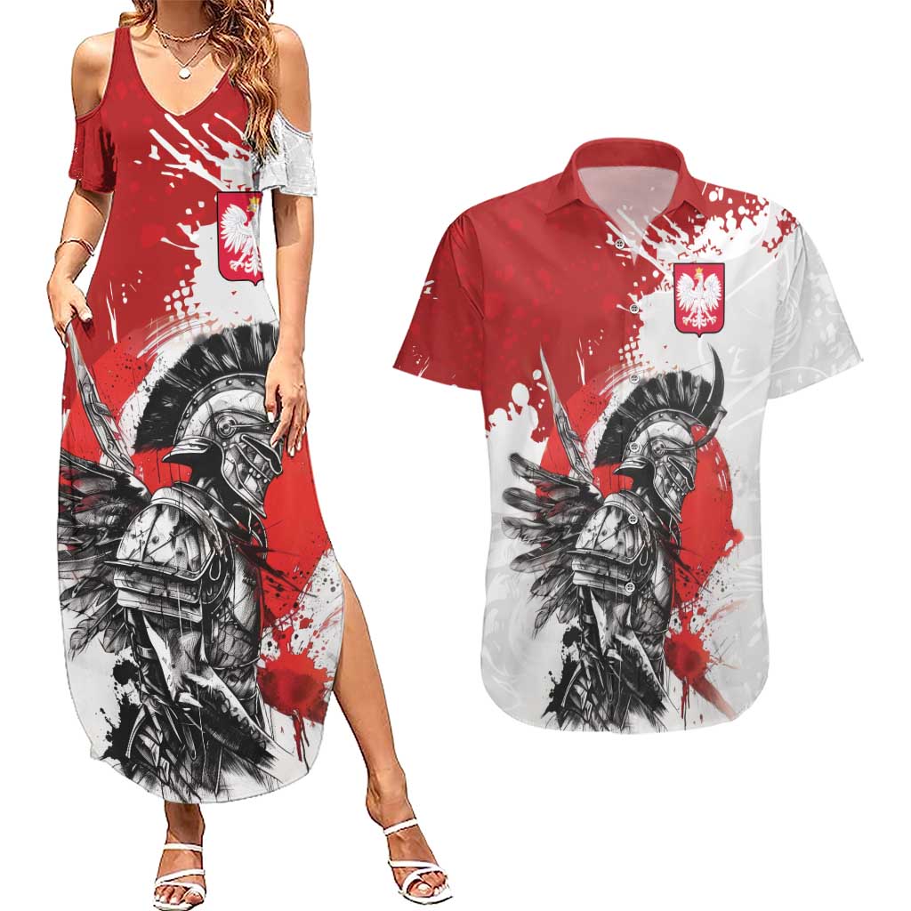 Polish Winged Hussar Couples Matching Summer Maxi Dress and Hawaiian Shirt Grunge Style