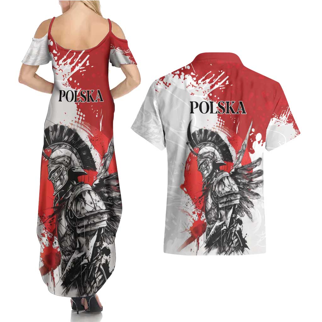 Polish Winged Hussar Couples Matching Summer Maxi Dress and Hawaiian Shirt Grunge Style