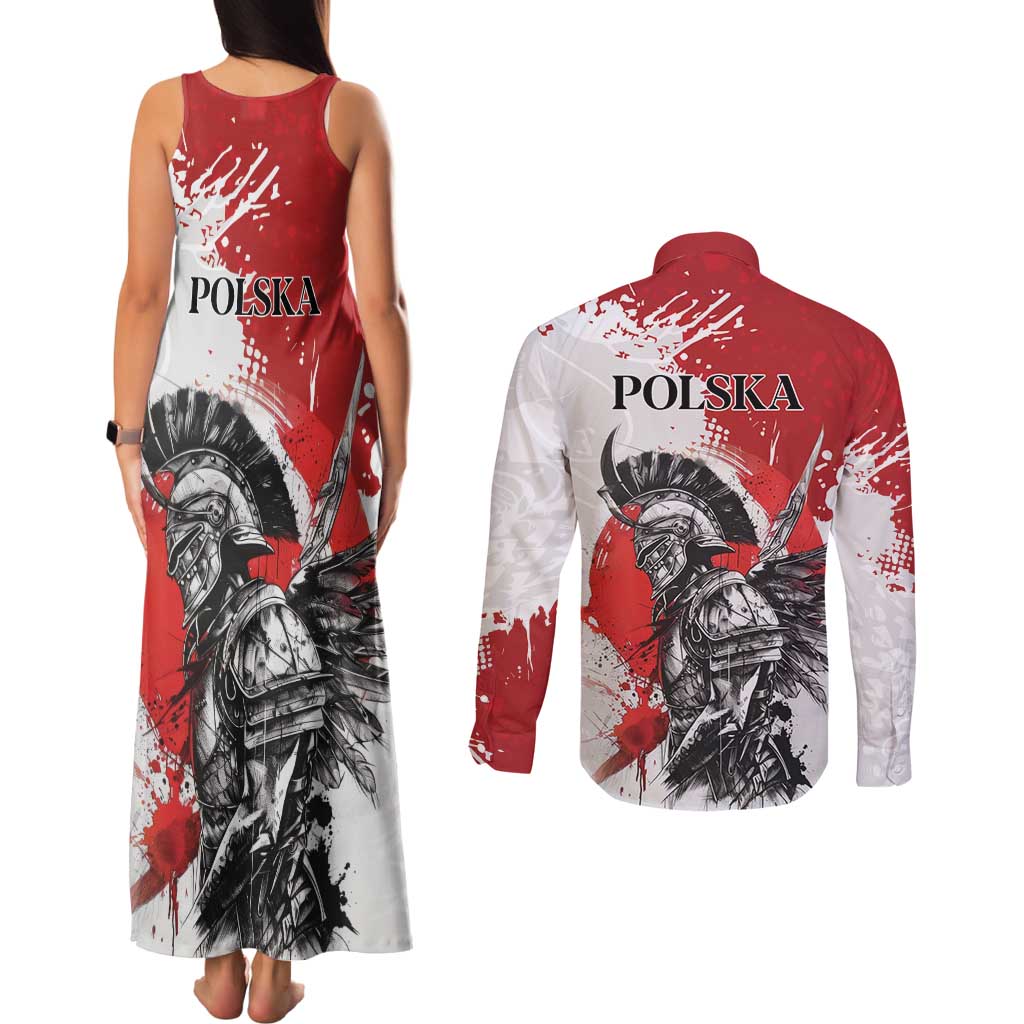 Polish Winged Hussar Couples Matching Tank Maxi Dress and Long Sleeve Button Shirt Grunge Style