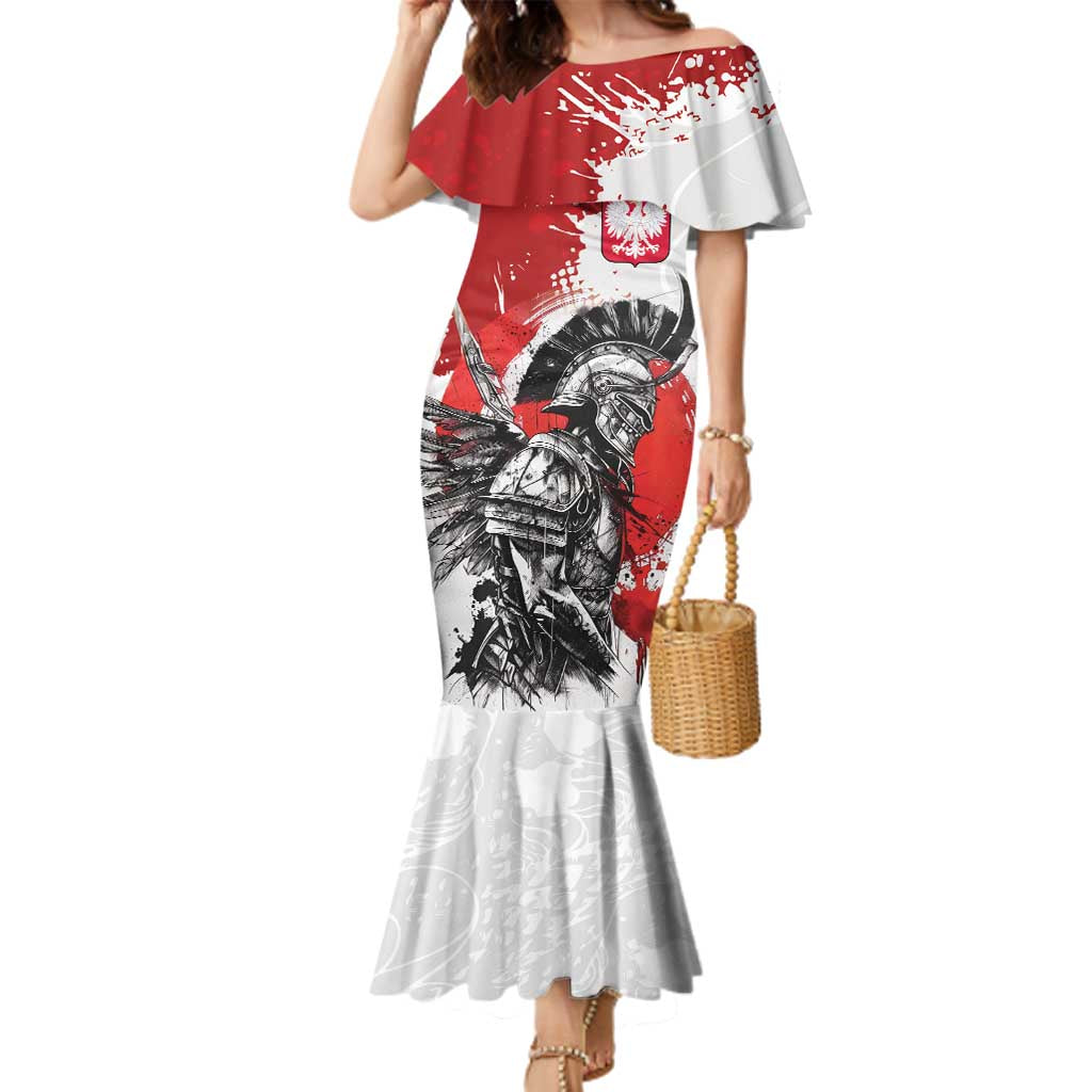 Polish Winged Hussar Family Matching Mermaid Dress and Hawaiian Shirt Grunge Style