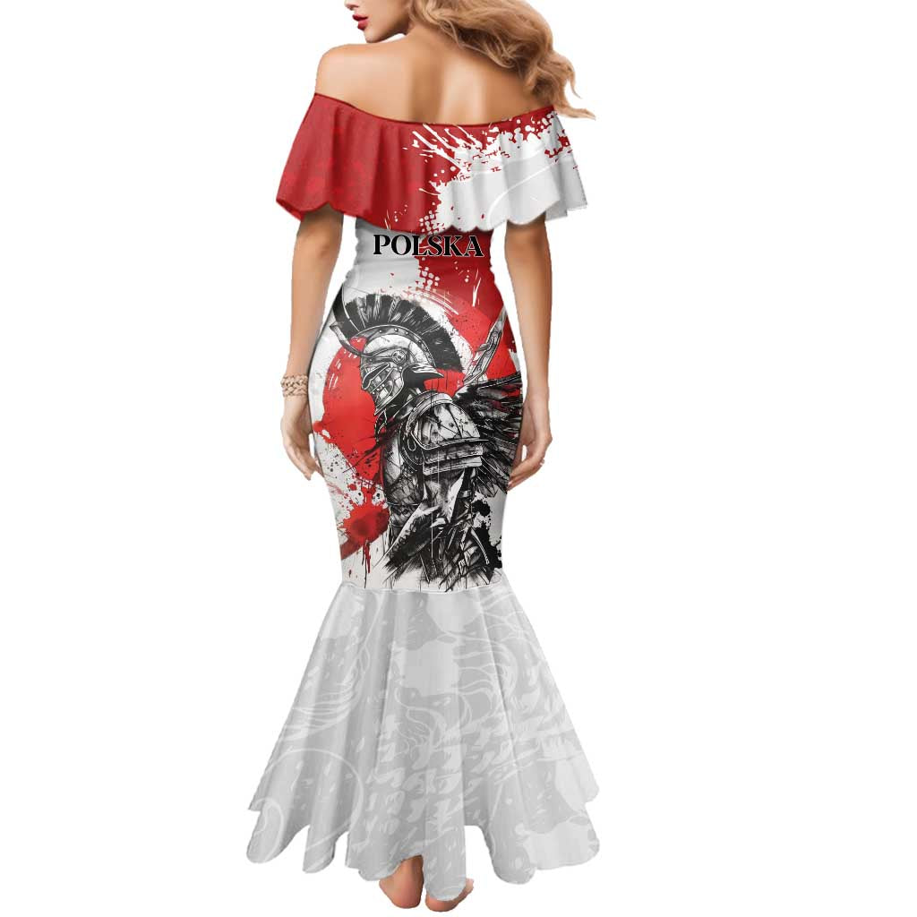 Polish Winged Hussar Family Matching Mermaid Dress and Hawaiian Shirt Grunge Style