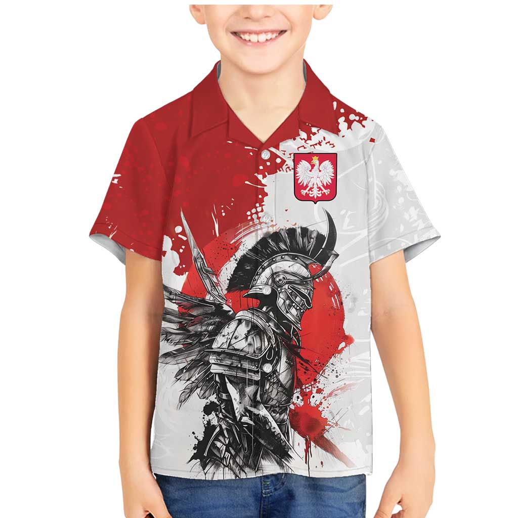 Polish Winged Hussar Family Matching Mermaid Dress and Hawaiian Shirt Grunge Style