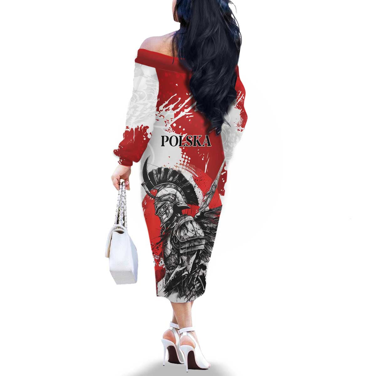 Polish Winged Hussar Family Matching Off The Shoulder Long Sleeve Dress and Hawaiian Shirt Grunge Style