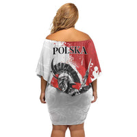 Polish Winged Hussar Family Matching Off Shoulder Short Dress and Hawaiian Shirt Grunge Style
