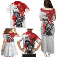 Polish Winged Hussar Family Matching Puletasi and Hawaiian Shirt Grunge Style