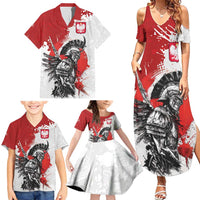 Polish Winged Hussar Family Matching Summer Maxi Dress and Hawaiian Shirt Grunge Style