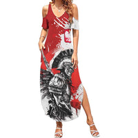 Polish Winged Hussar Family Matching Summer Maxi Dress and Hawaiian Shirt Grunge Style