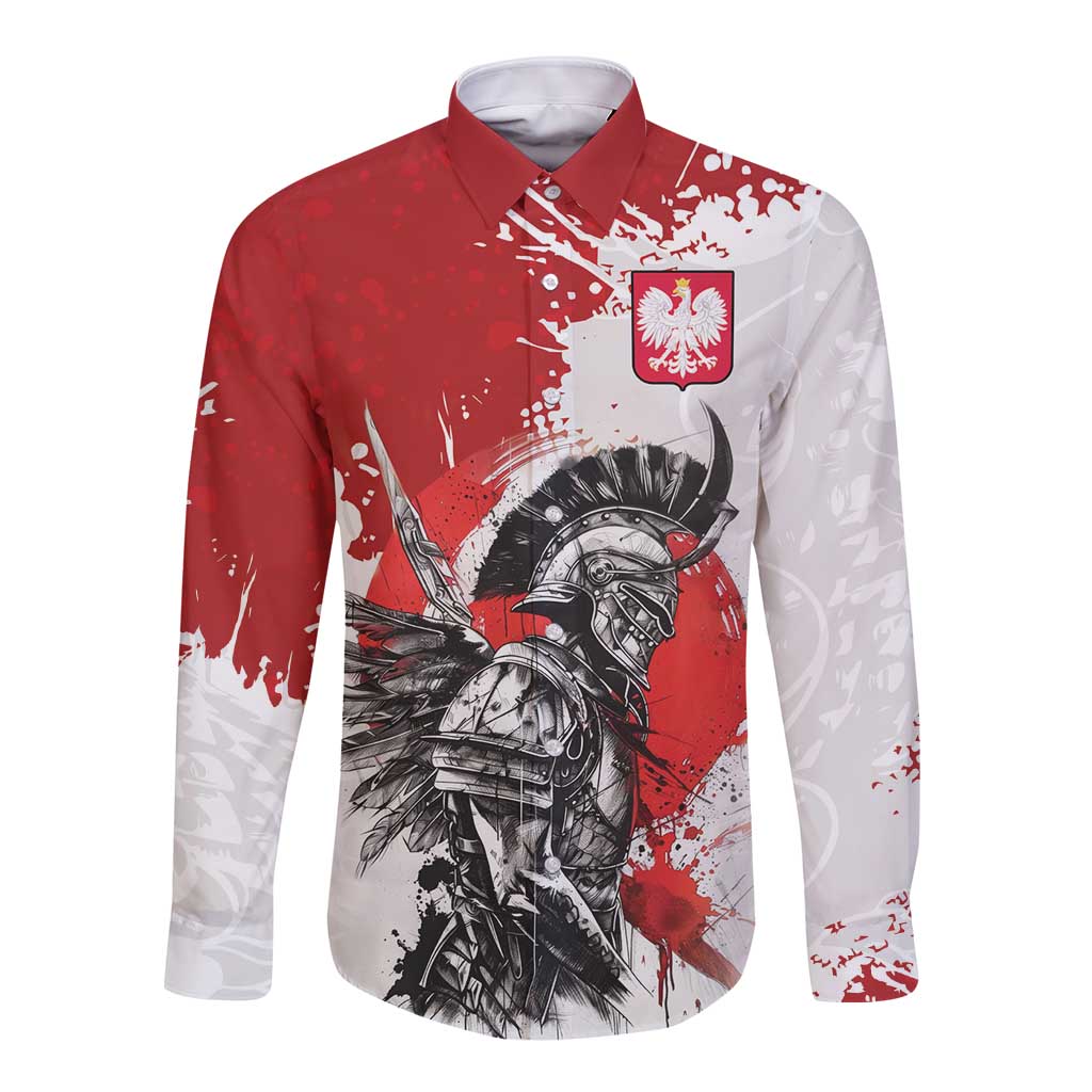 Polish Winged Hussar Long Sleeve Button Shirt Grunge Style