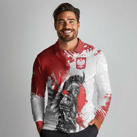 Polish Winged Hussar Long Sleeve Polo Shirt Grunge Style