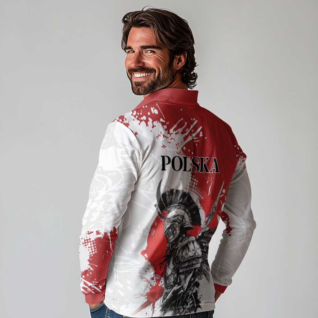 Polish Winged Hussar Long Sleeve Polo Shirt Grunge Style