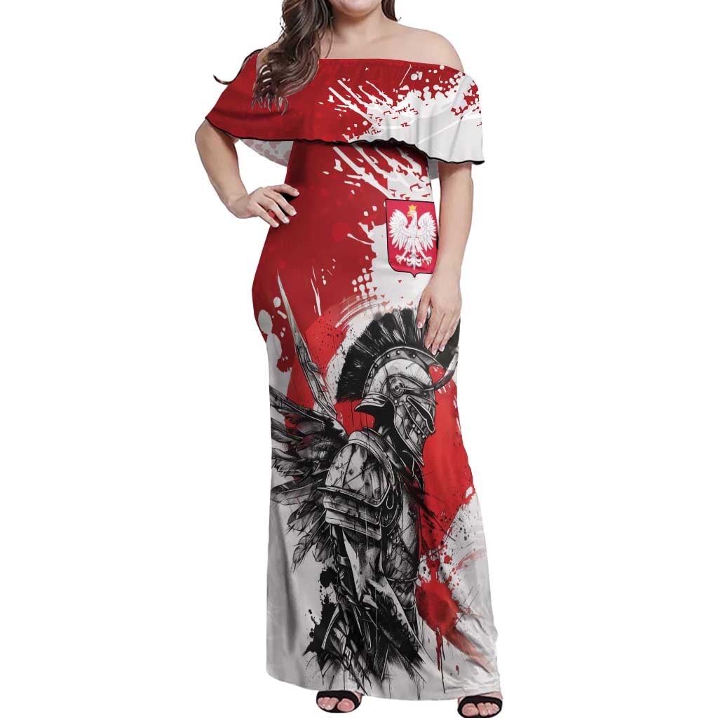Polish Winged Hussar Off Shoulder Maxi Dress Grunge Style