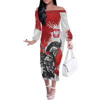 Polish Winged Hussar Off The Shoulder Long Sleeve Dress Grunge Style