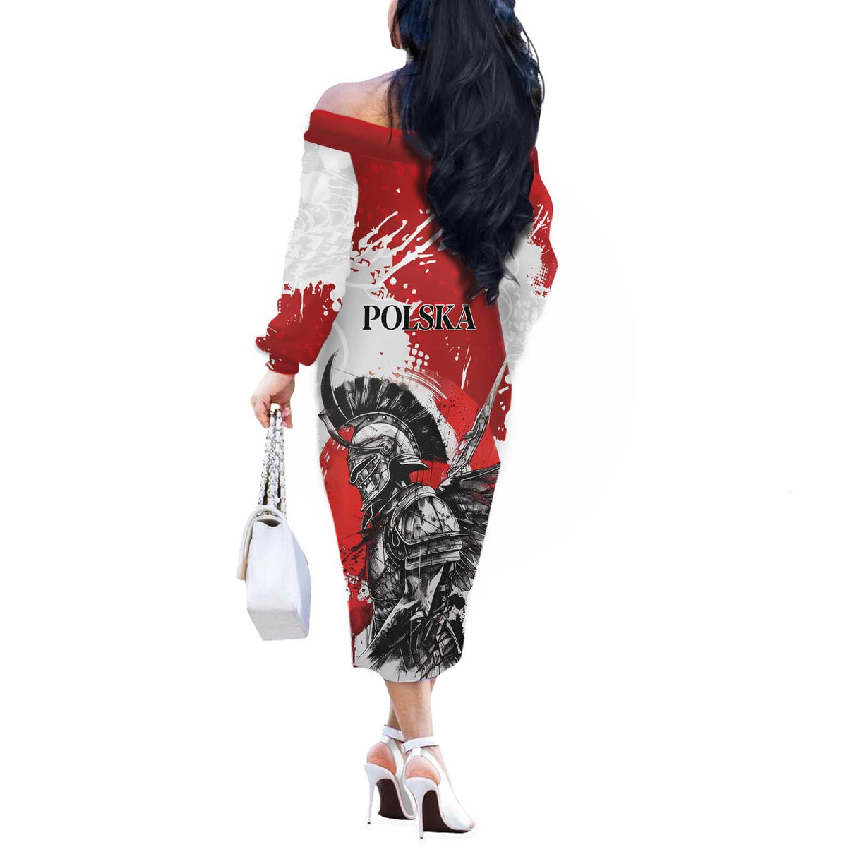 Polish Winged Hussar Off The Shoulder Long Sleeve Dress Grunge Style