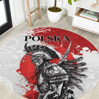 Polish Winged Hussar Round Carpet Grunge Style