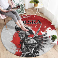 Polish Winged Hussar Round Carpet Grunge Style