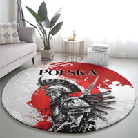 Polish Winged Hussar Round Carpet Grunge Style