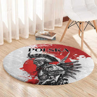 Polish Winged Hussar Round Carpet Grunge Style