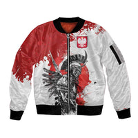 Polish Winged Hussar Sleeve Zip Bomber Jacket Grunge Style