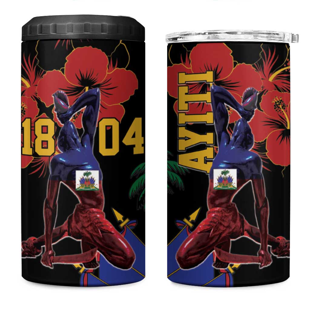 Haiti Negre Marron 4 in 1 Can Cooler Tumbler Libete Egalite Fratenite