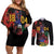 Haiti Negre Marron Couples Matching Off Shoulder Short Dress and Long Sleeve Button Shirt Libete Egalite Fratenite