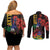 Haiti Negre Marron Couples Matching Off Shoulder Short Dress and Long Sleeve Button Shirt Libete Egalite Fratenite