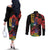 Haiti Negre Marron Couples Matching Off The Shoulder Long Sleeve Dress and Long Sleeve Button Shirt Libete Egalite Fratenite
