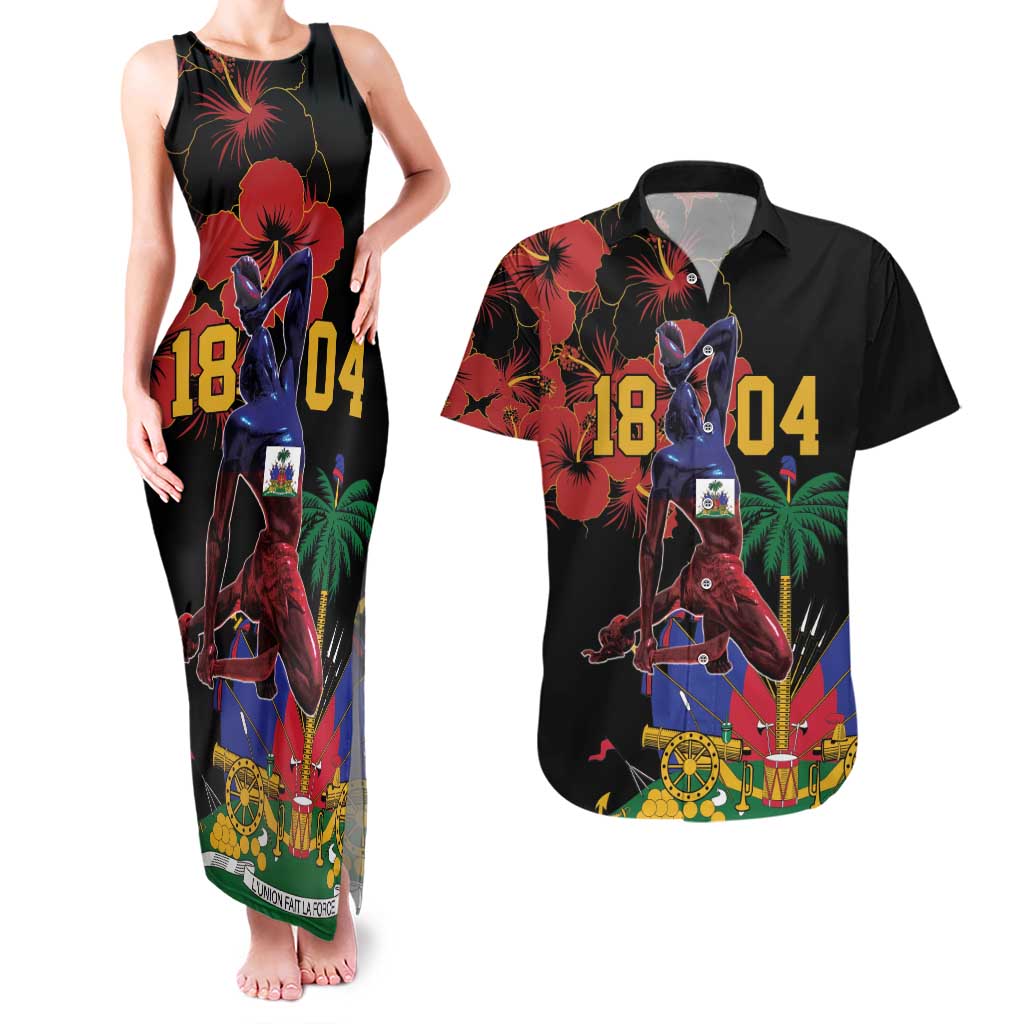 Haiti Negre Marron Couples Matching Tank Maxi Dress and Hawaiian Shirt Libete Egalite Fratenite
