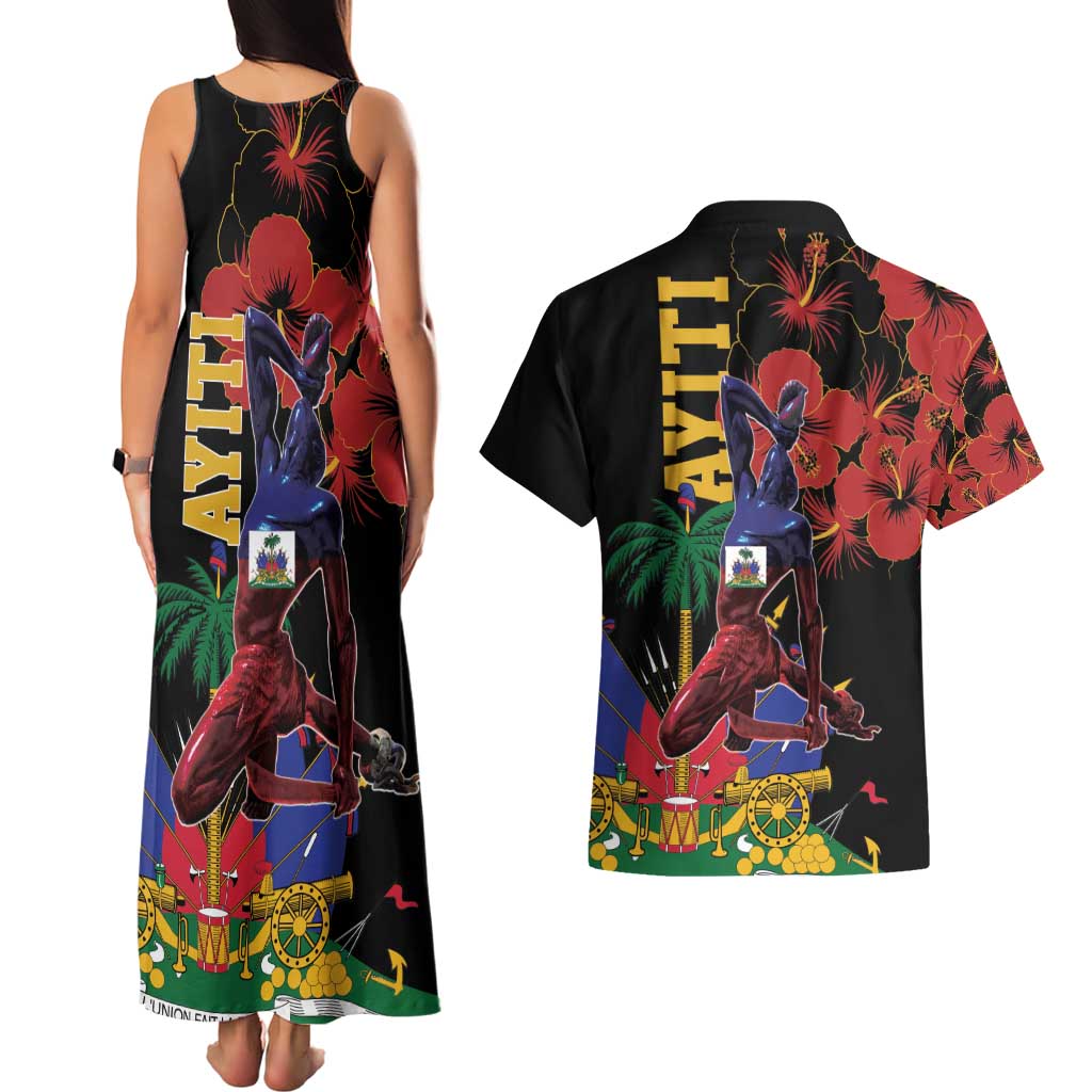Haiti Negre Marron Couples Matching Tank Maxi Dress and Hawaiian Shirt Libete Egalite Fratenite