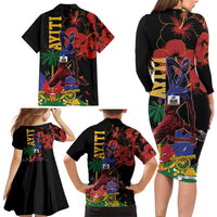 Haiti Negre Marron Family Matching Long Sleeve Bodycon Dress and Hawaiian Shirt Libete Egalite Fratenite