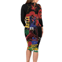 Haiti Negre Marron Family Matching Long Sleeve Bodycon Dress and Hawaiian Shirt Libete Egalite Fratenite