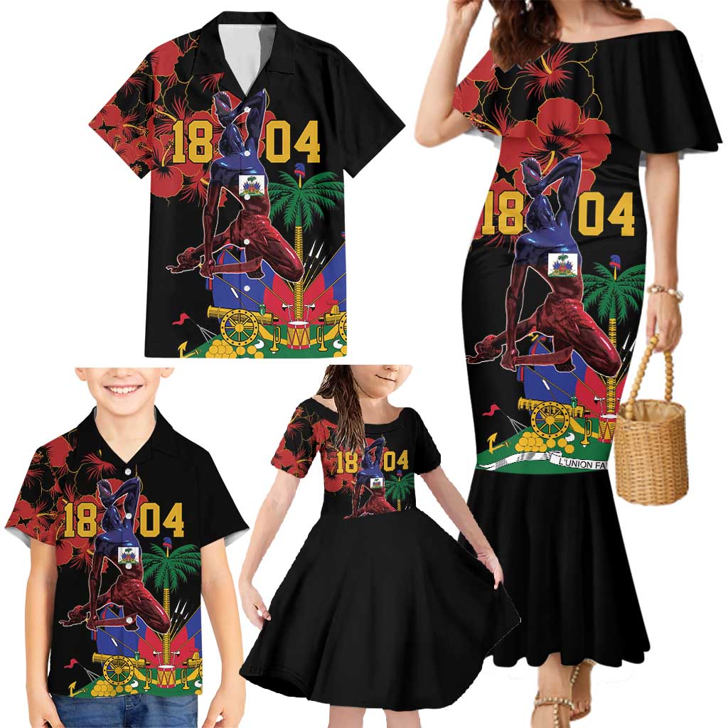 Haiti Negre Marron Family Matching Mermaid Dress and Hawaiian Shirt Libete Egalite Fratenite