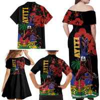 Haiti Negre Marron Family Matching Off Shoulder Maxi Dress and Hawaiian Shirt Libete Egalite Fratenite