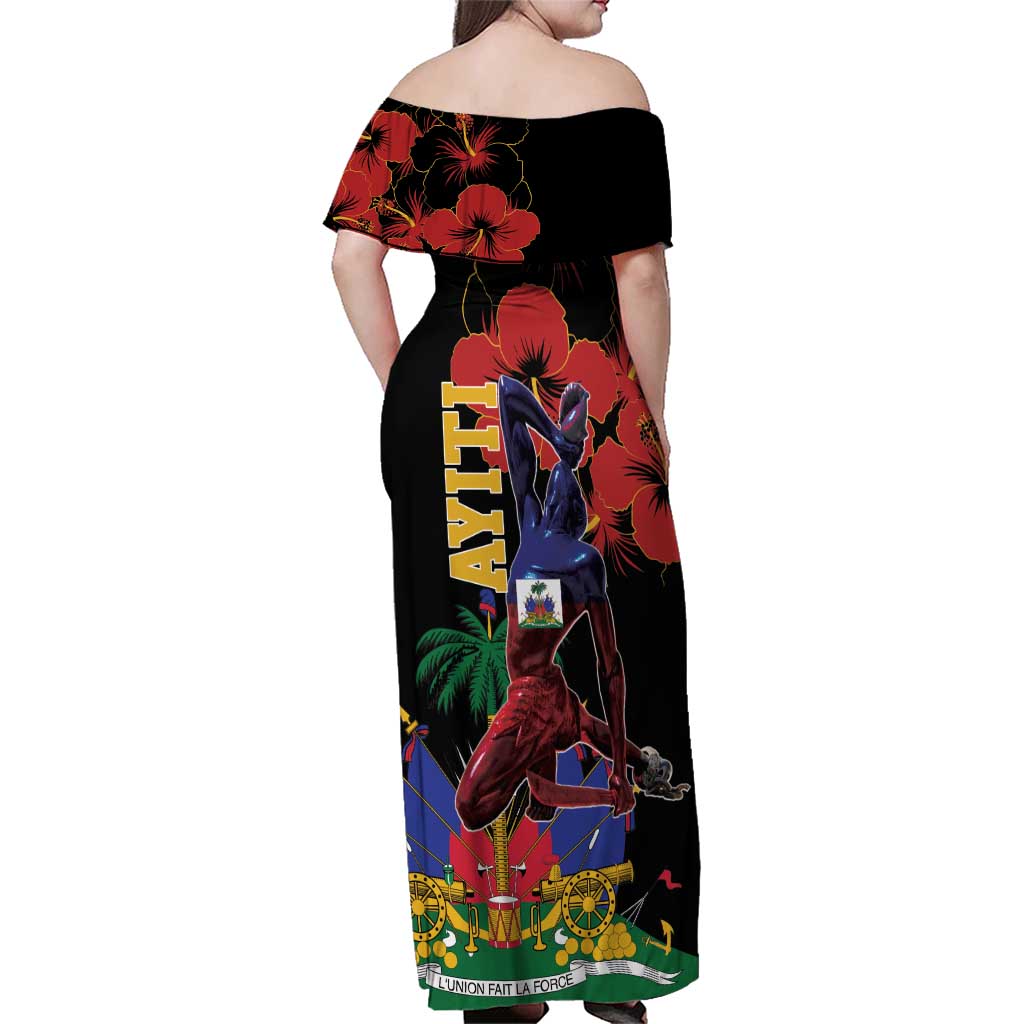 Haiti Negre Marron Family Matching Off Shoulder Maxi Dress and Hawaiian Shirt Libete Egalite Fratenite