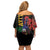 Haiti Negre Marron Family Matching Off Shoulder Short Dress and Hawaiian Shirt Libete Egalite Fratenite