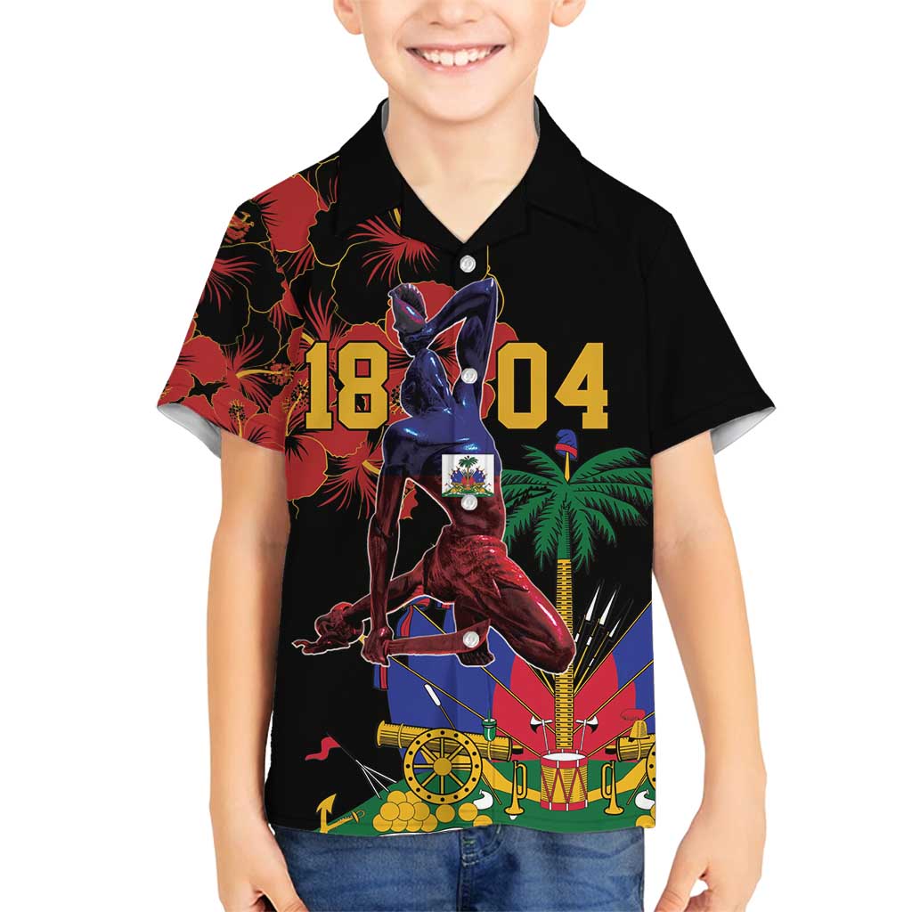 Haiti Negre Marron Family Matching Off Shoulder Short Dress and Hawaiian Shirt Libete Egalite Fratenite