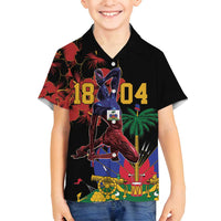 Haiti Negre Marron Family Matching Off Shoulder Short Dress and Hawaiian Shirt Libete Egalite Fratenite