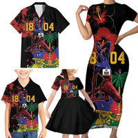 Haiti Negre Marron Family Matching Short Sleeve Bodycon Dress and Hawaiian Shirt Libete Egalite Fratenite