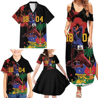 Haiti Negre Marron Family Matching Summer Maxi Dress and Hawaiian Shirt Libete Egalite Fratenite