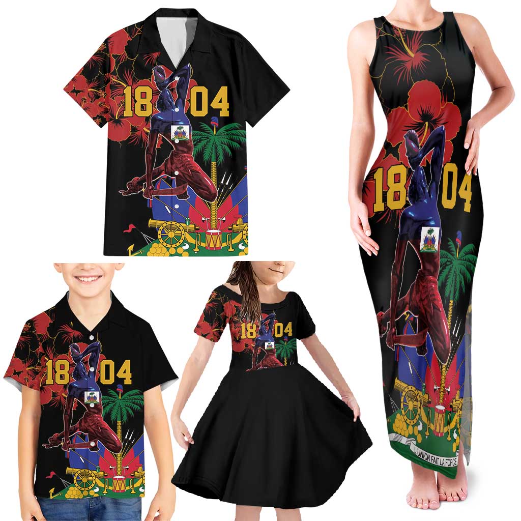 Haiti Negre Marron Family Matching Tank Maxi Dress and Hawaiian Shirt Libete Egalite Fratenite