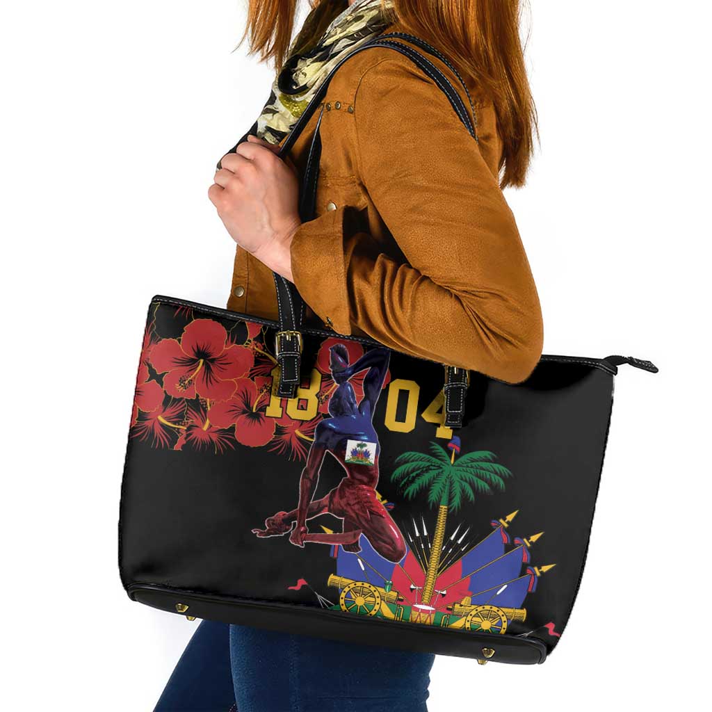 Haiti Negre Marron Leather Tote Bag Libete Egalite Fratenite