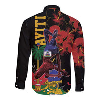 Haiti Negre Marron Long Sleeve Button Shirt Libete Egalite Fratenite