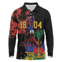 Haiti Negre Marron Long Sleeve Polo Shirt Libete Egalite Fratenite
