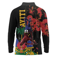 Haiti Negre Marron Long Sleeve Polo Shirt Libete Egalite Fratenite