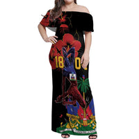 Haiti Negre Marron Off Shoulder Maxi Dress Libete Egalite Fratenite