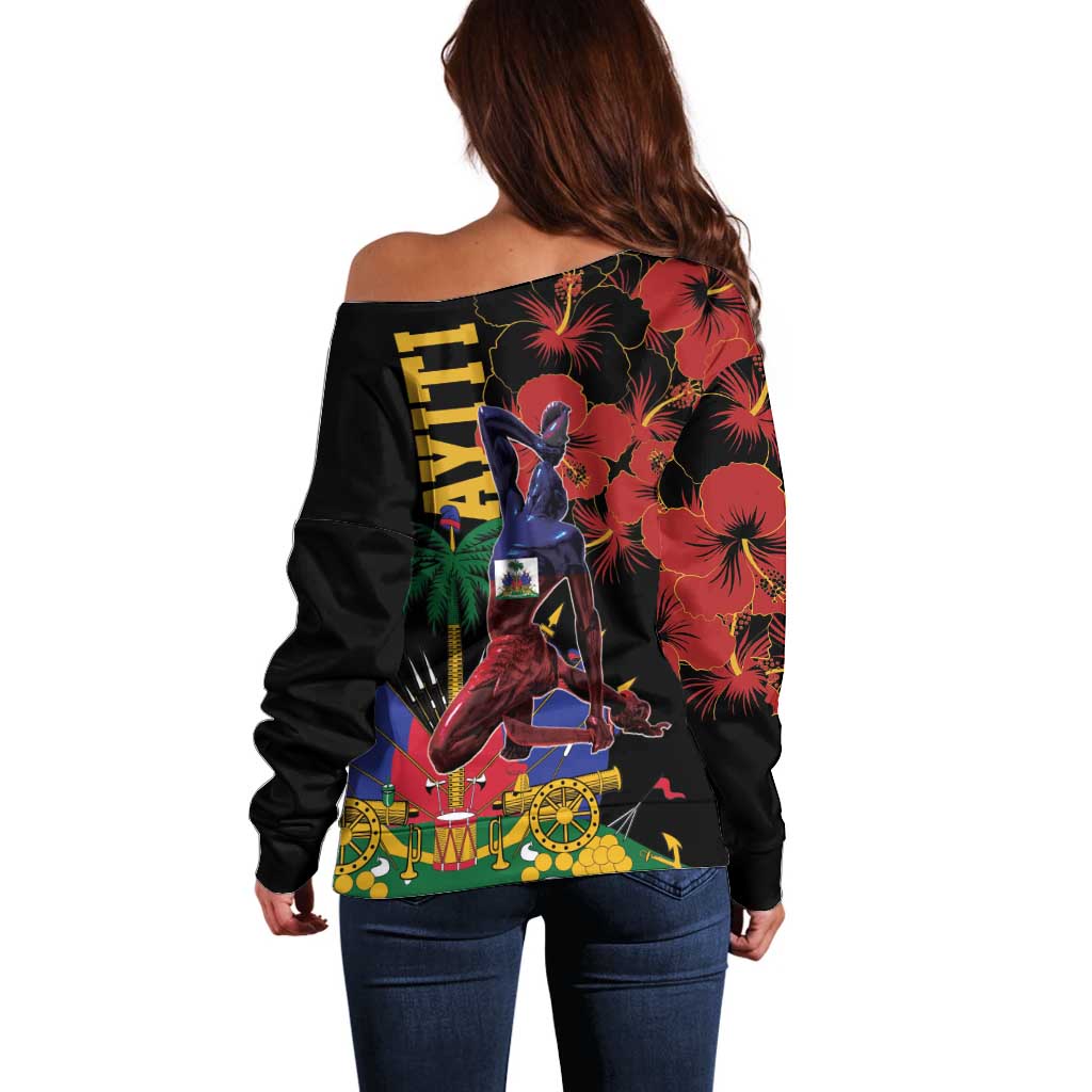 Haiti Negre Marron Off Shoulder Sweater Libete Egalite Fratenite