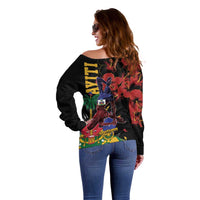 Haiti Negre Marron Off Shoulder Sweater Libete Egalite Fratenite