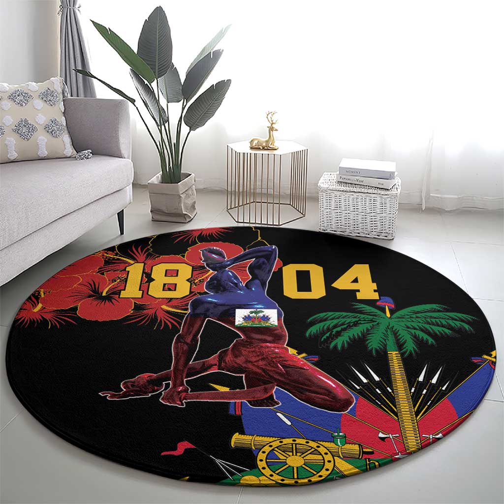 Haiti Negre Marron Round Carpet Libete Egalite Fratenite